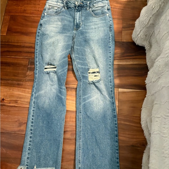 Art Class‎ Blue Straight Leg Jeans with Distressed Details - Picture 1 of 3